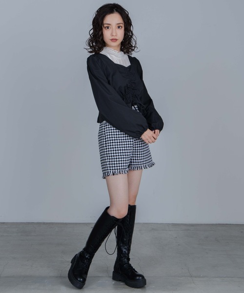 WEGO（ウィゴー）の「WEGO/ツイードチェックショーパン（その他パンツ・レディース・ブラック系その他2・FREE）」の2枚目の写真