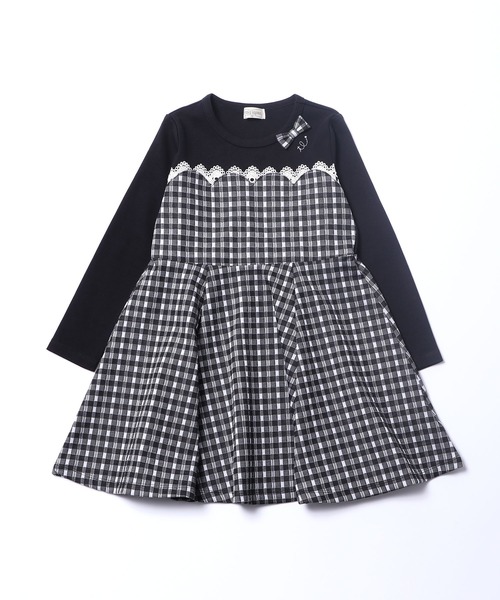 スカラップレースのチェックワンピース 110 130cm ワンピース Trois Lapins Kp トロワラパンケーピー のファッション通販 Zozotown