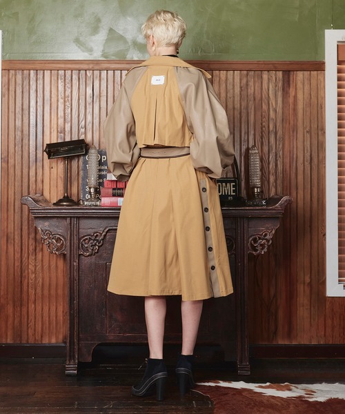 KOH.style（コースタイル）の「レザースリーブ異素材トレンチ