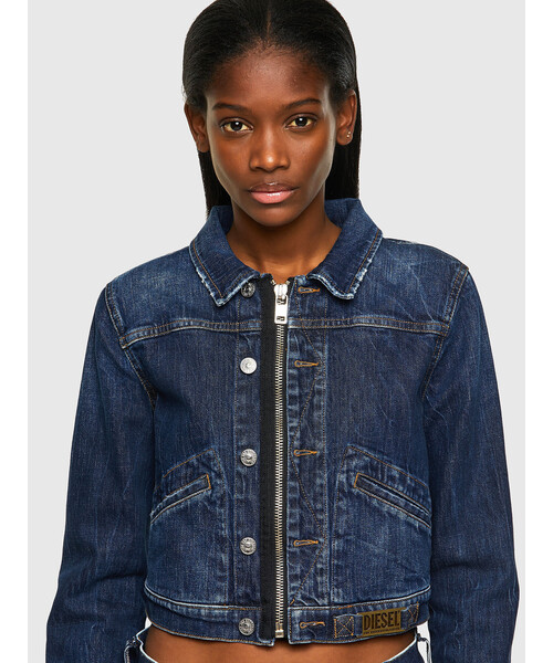 DIESEL（ディーゼル）の「レディース デニムジャケット ジップ ロゴプレート（デニムジャケット・レディース・インディゴブルー・LARGE/MEDIUM/SMALL/X-SMALL）」の4枚目の写真