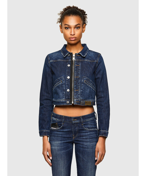 DIESEL（ディーゼル）の「レディース デニムジャケット ジップ ロゴプレート（デニムジャケット・レディース・インディゴブルー・LARGE/MEDIUM/SMALL/X-SMALL）」の2枚目の写真