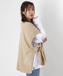 ミラノリブサイドリボンニットベスト/レイヤードスタイル/ジレ