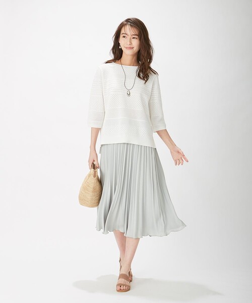 J.PRESS（ジェイプレス）の「【洗える】バックジョーゼットサテン プリーツスカート（スカート・レディース・ライトグリーン系/ベージュ系/ピンク系・7/11/9）」の6枚目の写真