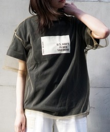 AVIREX | チュールコンビ プリントプルオーバー/ TULLE COMBI PRINT PULLOVER(Tシャツ/カットソー)