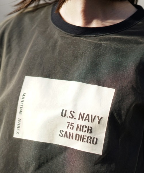 AVIREX(アヴィレックス)の「チュールコンビ プリントプルオーバー/ TULLE COMBI PRINT PULLOVER(Tシャツ/カットソー・レディース・ブラック/サックスブルー/オフホワイト・FREE)」の6枚目の写真