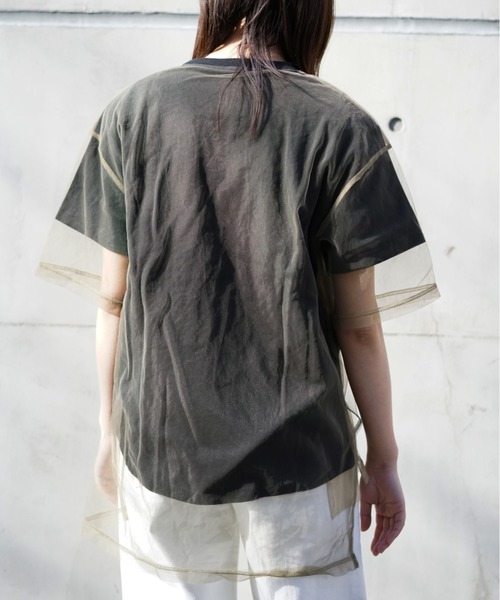 AVIREX(アヴィレックス)の「チュールコンビ プリントプルオーバー/ TULLE COMBI PRINT PULLOVER(Tシャツ/カットソー・レディース・ブラック/サックスブルー/オフホワイト・FREE)」の8枚目の写真