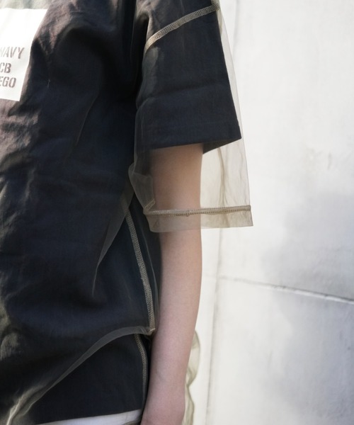 AVIREX(アヴィレックス)の「チュールコンビ プリントプルオーバー/ TULLE COMBI PRINT PULLOVER(Tシャツ/カットソー・レディース・ブラック/サックスブルー/オフホワイト・FREE)」の7枚目の写真