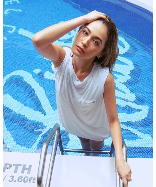 BILLABONG(ビラボン)の「BILLABONG レディース 【FOR SAND AND WATER】 RASH BIG TEE ラッシュTシャツワンピース【2021年春夏モデル】/ビラボン長袖ラッシュガード(水着)(ラッシュガード・レディース・ホワイト/グリーン/ブラック・LARGE/MEDIUM)」の7枚目の写真