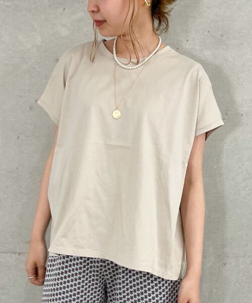 fredy repit（フレディレピ）の「[新色追加]ゆるワイドTシャツ（Tシャツ/カットソー・レディース・チャコールグレー/ベージュ/オフホワイト/サックスブルー/マスタード/キャメル/ブラック・38）」の4枚目の写真