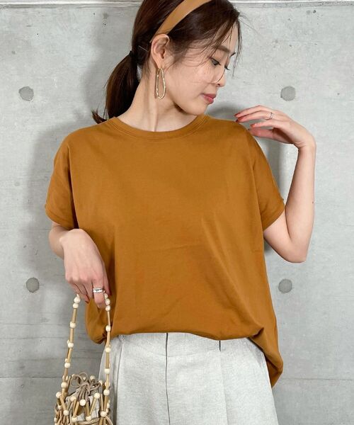 fredy repit（フレディレピ）の「[新色追加]ゆるワイドTシャツ（Tシャツ/カットソー・レディース・チャコールグレー/ベージュ/オフホワイト/サックスブルー/マスタード/キャメル/ブラック・38）」の7枚目の写真