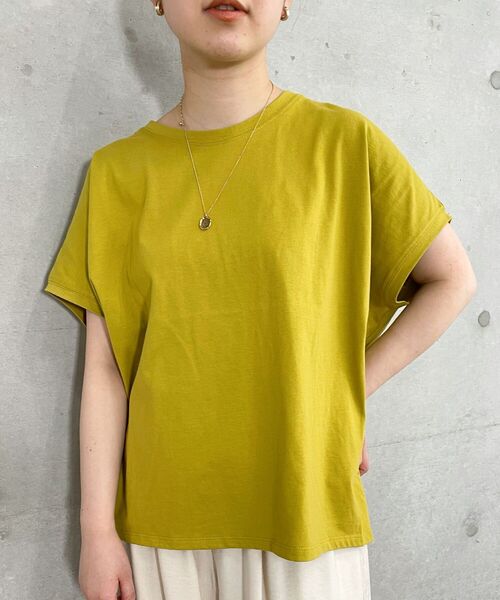fredy repit（フレディレピ）の「[新色追加]ゆるワイドTシャツ（Tシャツ/カットソー・レディース・チャコールグレー/ベージュ/オフホワイト/サックスブルー/マスタード/キャメル/ブラック・38）」の6枚目の写真