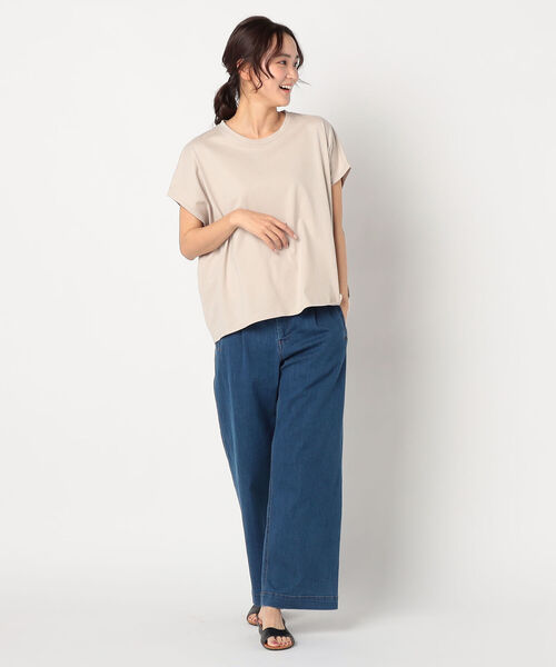 fredy repit（フレディレピ）の「[新色追加]ゆるワイドTシャツ（Tシャツ/カットソー・レディース・チャコールグレー/ベージュ/オフホワイト/サックスブルー/マスタード/キャメル/ブラック・38）」の18枚目の写真