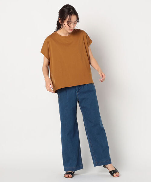fredy repit（フレディレピ）の「[新色追加]ゆるワイドTシャツ（Tシャツ/カットソー・レディース・チャコールグレー/ベージュ/オフホワイト/サックスブルー/マスタード/キャメル/ブラック・38）」の19枚目の写真