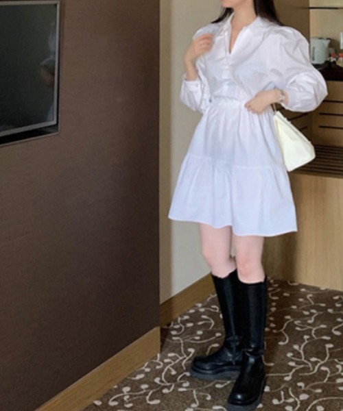 Jasmine Grandiflorum（ジャスミングランディフローラム）の「【Jasmine】コットン長袖ティアードワンピース（ワンピース・レディース・ホワイト/ブルー・LARGE/MEDIUM/SMALL）」の7枚目の写真