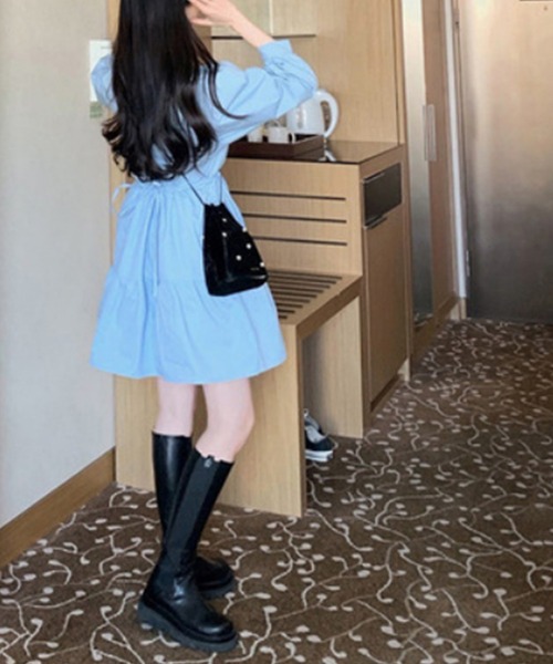 Jasmine Grandiflorum（ジャスミングランディフローラム）の「【Jasmine】コットン長袖ティアードワンピース（ワンピース・レディース・ホワイト/ブルー・LARGE/MEDIUM/SMALL）」の13枚目の写真