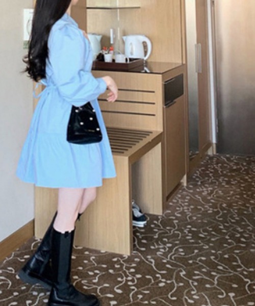 Jasmine Grandiflorum（ジャスミングランディフローラム）の「【Jasmine】コットン長袖ティアードワンピース（ワンピース・レディース・ホワイト/ブルー・LARGE/MEDIUM/SMALL）」の12枚目の写真