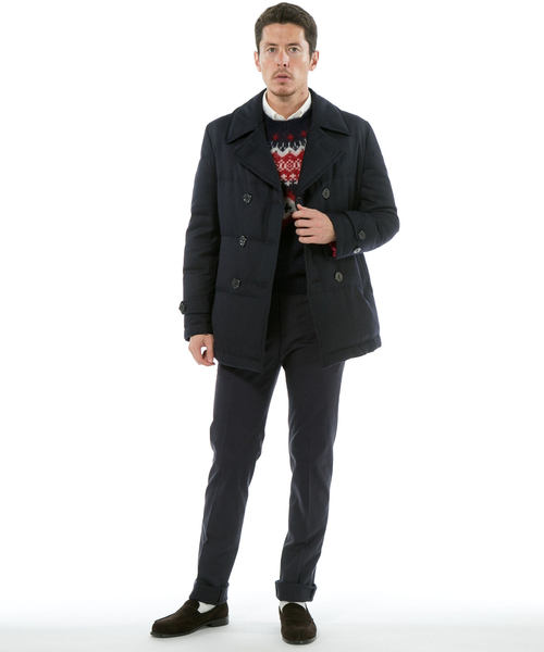 美品　j.press ジェイプレスPコート　ピーコート　ダウン　M ネイビー　紺 J.PRESS（ジェイプレス）の「サキソニーダウンPコート（ピーコート