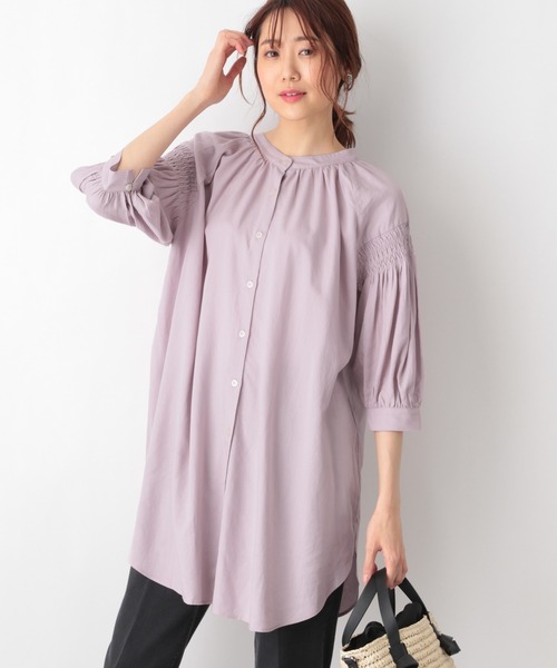 GLOBAL WORK（グローバルワーク）の「フレンチリネン混2WAYシャツ/942770（Tシャツ/カットソー・レディース・ホワイト/ブラック/ベージュ系その他/ラベンダー/ライトイエロー・FREE）」の4枚目の写真