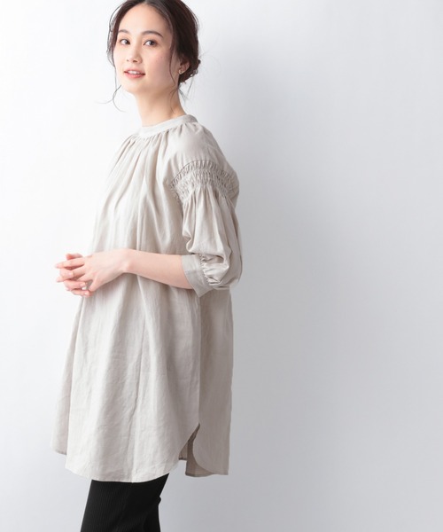 GLOBAL WORK（グローバルワーク）の「フレンチリネン混2WAYシャツ/942770（Tシャツ/カットソー・レディース・ホワイト/ブラック/ベージュ系その他/ラベンダー/ライトイエロー・FREE）」の3枚目の写真