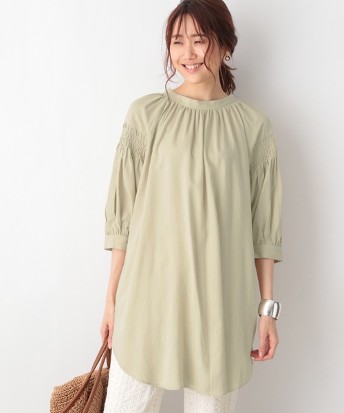 GLOBAL WORK（グローバルワーク）の「フレンチリネン混2WAYシャツ/942770（Tシャツ/カットソー・レディース・ホワイト/ブラック/ベージュ系その他/ラベンダー/ライトイエロー・FREE）」の5枚目の写真