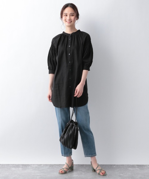 GLOBAL WORK（グローバルワーク）の「フレンチリネン混2WAYシャツ/942770（Tシャツ/カットソー・レディース・ホワイト/ブラック/ベージュ系その他/ラベンダー/ライトイエロー・FREE）」の17枚目の写真