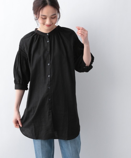 GLOBAL WORK（グローバルワーク）の「フレンチリネン混2WAYシャツ/942770（Tシャツ/カットソー・レディース・ホワイト/ブラック/ベージュ系その他/ラベンダー/ライトイエロー・FREE）」の18枚目の写真