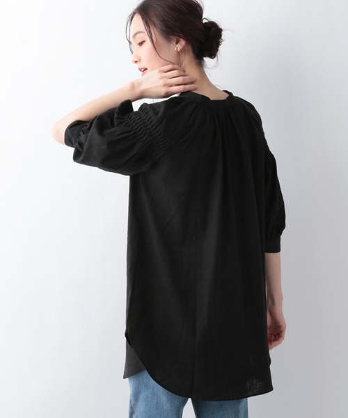 GLOBAL WORK（グローバルワーク）の「フレンチリネン混2WAYシャツ/942770（Tシャツ/カットソー・レディース・ホワイト/ブラック/ベージュ系その他/ラベンダー/ライトイエロー・FREE）」の19枚目の写真