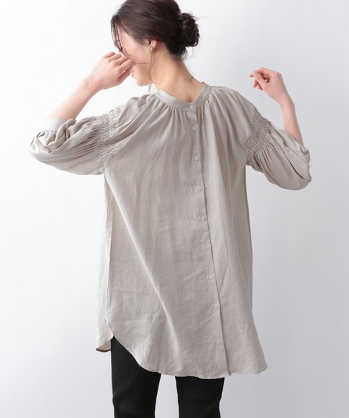 GLOBAL WORK（グローバルワーク）の「フレンチリネン混2WAYシャツ/942770（Tシャツ/カットソー・レディース・ホワイト/ブラック/ベージュ系その他/ラベンダー/ライトイエロー・FREE）」の21枚目の写真