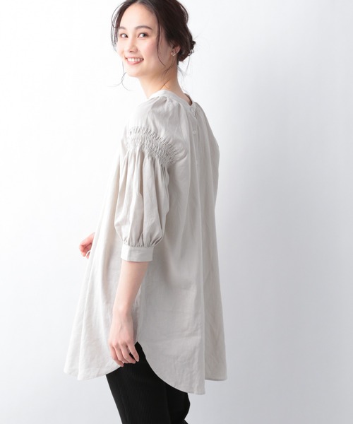 GLOBAL WORK（グローバルワーク）の「フレンチリネン混2WAYシャツ/942770（Tシャツ/カットソー・レディース・ホワイト/ブラック/ベージュ系その他/ラベンダー/ライトイエロー・FREE）」の22枚目の写真