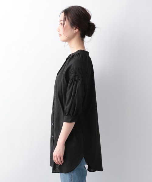 セール】フレンチリネン混2WAYシャツ/942770（Tシャツ