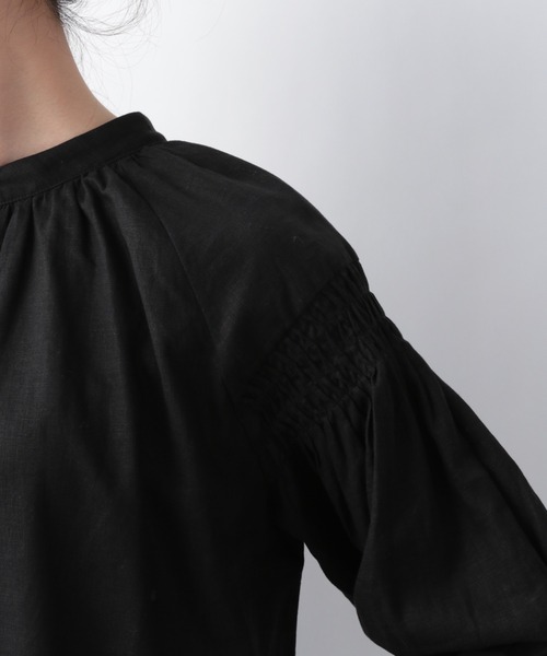 GLOBAL WORK（グローバルワーク）の「フレンチリネン混2WAYシャツ/942770（Tシャツ/カットソー・レディース・ホワイト/ブラック/ベージュ系その他/ラベンダー/ライトイエロー・FREE）」の7枚目の写真