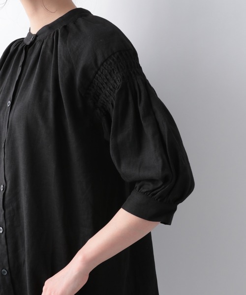 GLOBAL WORK（グローバルワーク）の「フレンチリネン混2WAYシャツ/942770（Tシャツ/カットソー・レディース・ホワイト/ブラック/ベージュ系その他/ラベンダー/ライトイエロー・FREE）」の8枚目の写真