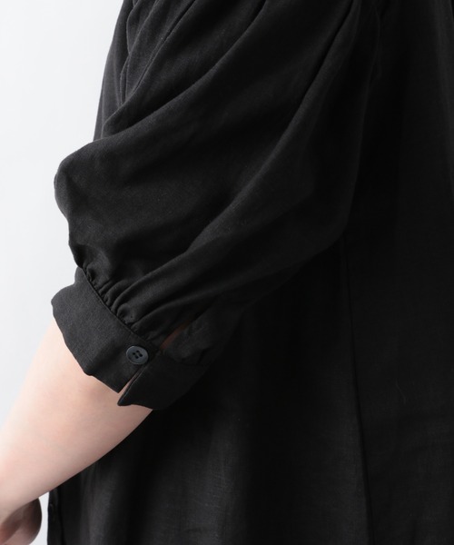 GLOBAL WORK（グローバルワーク）の「フレンチリネン混2WAYシャツ/942770（Tシャツ/カットソー・レディース・ホワイト/ブラック/ベージュ系その他/ラベンダー/ライトイエロー・FREE）」の9枚目の写真