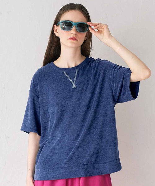 シロップ．（シロップ．）の「ふんわりパイルＴシャツ（Tシャツ/カットソー・レディース・ブラック/ネイビー・SMALL/MEDIUM/LARGE/X-LARGE/XX-LARGE）」の2枚目の写真