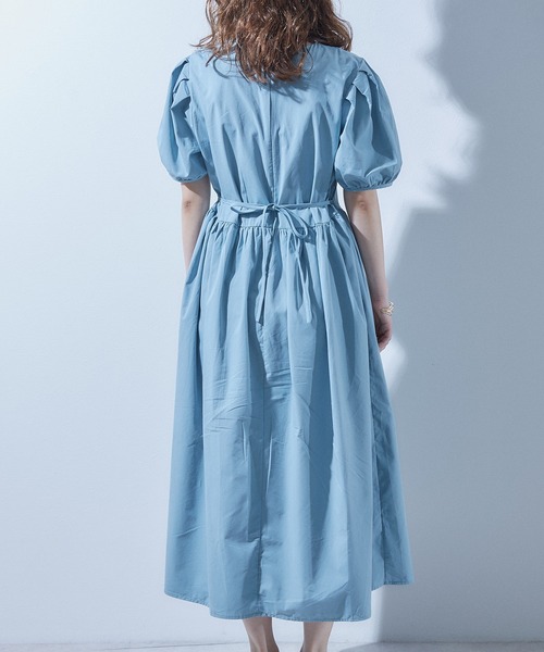 toucher du brise（トゥシェドブリーズ）の「ミドル丈パフスリーブボリュームコットンワンピース（ワンピース・レディース・ホワイト/ブラック/イエロー/ブルー・M）」の15枚目の写真