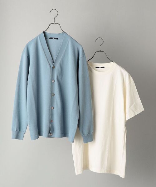 SHIPS（シップス）の「【WEB限定】SHIPS: 《洗えるニットとTシャツがセット》 TECH LINEN レイヤード カーディガン (リラックスフィット)（カーディガン/ボレロ・メンズ・ライトブルー/ネイビー/ダークグレー・SMALL/MEDIUM/LARGE）」の3枚目の写真