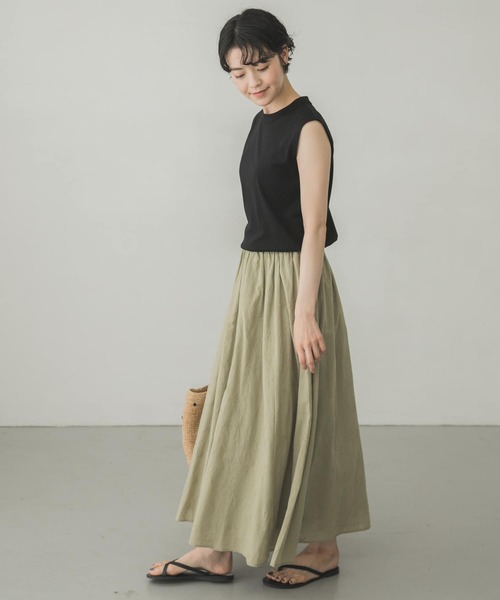 かぐれ kagure 刺繍ギャザースカート ブラック 黒 楽天市場