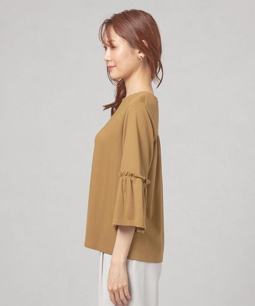 closet story（クローゼットストーリー）の「＜closet story＞ フリル ギャザー 7SL カットソー（Tシャツ/カットソー・レディース・ホワイト/ベージュ/ネイビー・FREE）」の5枚目の写真