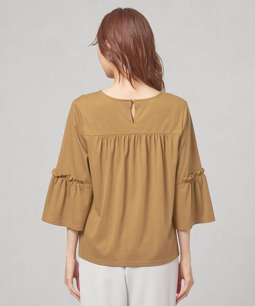 closet story（クローゼットストーリー）の「＜closet story＞ フリル ギャザー 7SL カットソー（Tシャツ/カットソー・レディース・ホワイト/ベージュ/ネイビー・FREE）」の6枚目の写真