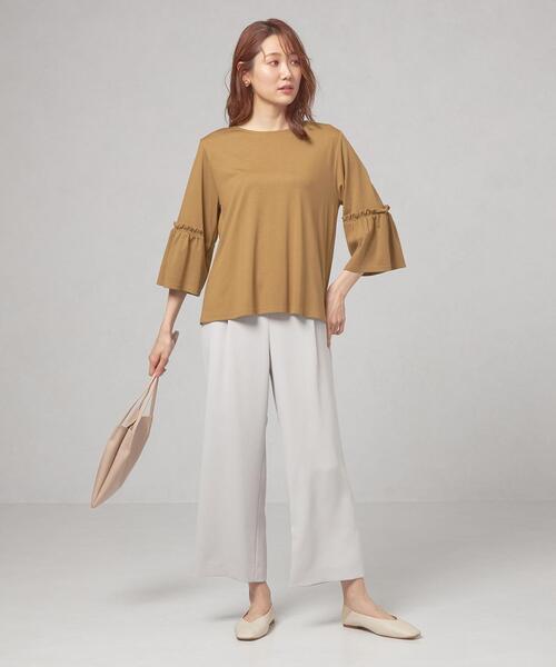 closet story（クローゼットストーリー）の「＜closet story＞ フリル ギャザー 7SL カットソー（Tシャツ/カットソー・レディース・ホワイト/ベージュ/ネイビー・FREE）」の11枚目の写真