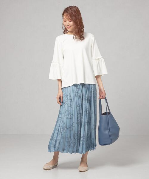 closet story（クローゼットストーリー）の「＜closet story＞ フリル ギャザー 7SL カットソー（Tシャツ/カットソー・レディース・ホワイト/ベージュ/ネイビー・FREE）」の13枚目の写真