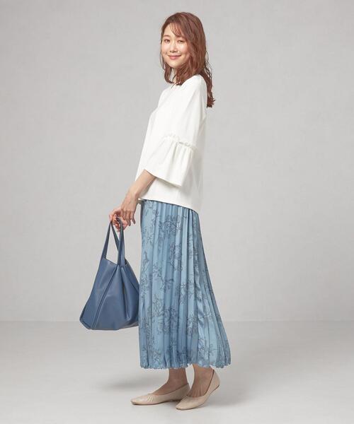 closet story（クローゼットストーリー）の「＜closet story＞ フリル ギャザー 7SL カットソー（Tシャツ/カットソー・レディース・ホワイト/ベージュ/ネイビー・FREE）」の14枚目の写真