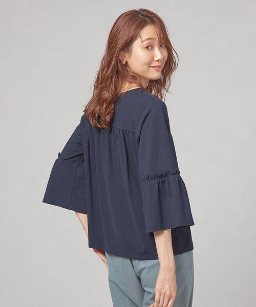 closet story（クローゼットストーリー）の「＜closet story＞ フリル ギャザー 7SL カットソー（Tシャツ/カットソー・レディース・ホワイト/ベージュ/ネイビー・FREE）」の15枚目の写真