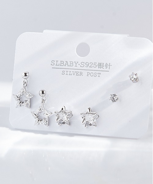 clarity blanc(クラリティーブラン)の「ポスト925シルバ-*ピアス 3点セット(ピアス(両耳用)・レディース・I/S/C/O/E/P/G/R/K/U/A/M/V/F/Q/J/T・FREE)」の3枚目の写真