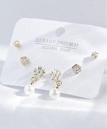 ポスト925シルバ-*ピアス 3点セット