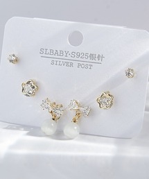 ポスト925シルバ-*ピアス 3点セット