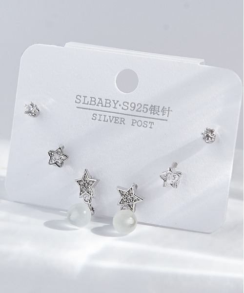clarity blanc(クラリティーブラン)の「ポスト925シルバ-*ピアス 3点セット(ピアス(両耳用)・レディース・I/S/C/O/E/P/G/R/K/U/A/M/V/F/Q/J/T・FREE)」の2枚目の写真