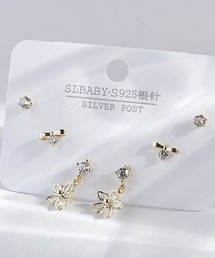 ポスト925シルバ-*ピアス 3点セット