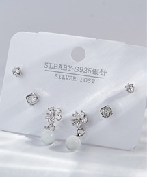 ポスト925シルバ-*ピアス 3点セット