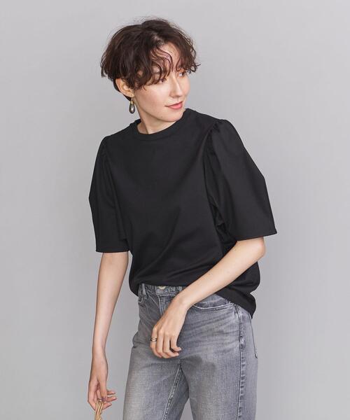 BEAUTY&YOUTH UNITED ARROWS(ビューティーアンドユースユナイテッドアローズ)の「BY コットン天竺5分袖ギャザースリーブクルーネック カットソー ◆(Tシャツ/カットソー・レディース・ホワイト/ワインレッド/ロイヤルブルー/ブラック・FREE)」の3枚目の写真